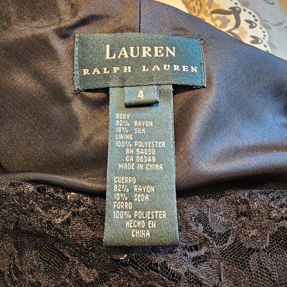 Lauren Ralph Lauren Black Velvet Lace Beaded Gown Dress Size 4 NWT Y2K - Picture 7 of 7